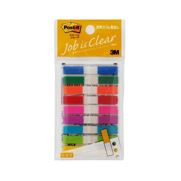 (まとめ) 3M ポストイット ジョーブ 透明スリム見出し 44×6mm 9色 680MSH 1パック(9冊) 【×10セット】 透明でスリムな見出し付きフィル...