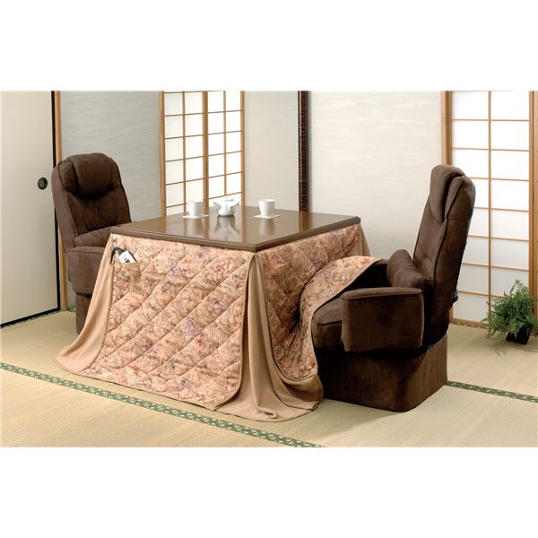 こたつセット 【2人用】 こたつテーブル 机 (本体):幅80cm こたつ布団:幅82cm こたつ高座椅子 (イス チェア) 1人掛け×2脚:幅70cm 〔和室...