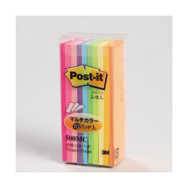 (まとめ) 3M ポストイット ふせん マルチカラー 75×25mm 10色 500MC 1パック(10冊) 【×15セット】 色とりどりのメモリーズ 便利なマ...