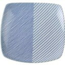白山陶器 重ね縞 反角多用皿 21×21cm 爽やかなブルーの縞模様が魅力の、ペン画タッチの新感覚デザイン 重ね縞の美しさが際立つ、多用途に使える皿 21×21...