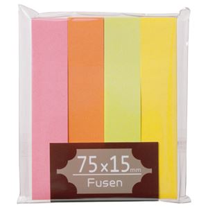 (まとめ) TANOSEE ふせん 75×15mm ブライトアソート 1パック(4冊) 【×20セット】 色とりどりのメモ・付箋・紙製品 アイデアを輝かせる75...