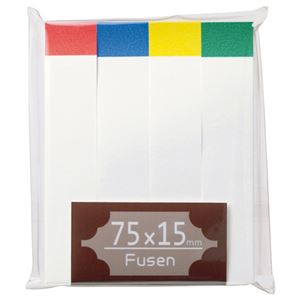 (まとめ) TANOSEE ふせん 75×15mm ホワイト(4色帯入) 1パック(4冊) 【×20セット】 白 便利なメモ・貼り紙・紙製品 色とりどりの粘着ふ...