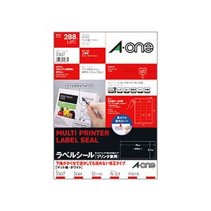 (まとめ) エーワン ラベルシール(プリンター兼用) 下地がかくせて透かしても読めない修正タイプ マット紙・ホワイト A4 24面 70×33.9mm 上下余白...