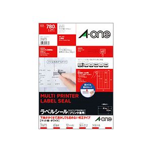 (まとめ) エーワン ラベルシール(プリンター兼用) 下地がかくせて透かしても読めない修正タイプ マット紙ホワイト A4 65面 21.2×38.1mm 四辺余...