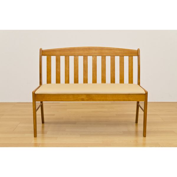 ダイニングベンチチェア (イス 椅子) 【背もたれあり/幅102cm】 張地：合成皮革(合皮 フェイクレザー ) ライトブラウン 『コローナ』 脚裏フェルト付き 茶 お手入れ簡単 頑丈でおしゃれな食卓椅子 広々102cm幅のダイニングベンチチェア 自然な雰囲気の合皮素材で汚れに強く