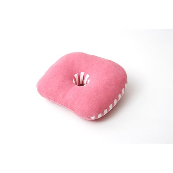 低反発 円座 クッション/座布団 【無地 ピンク 約40×37cm】 快適フィット マイクロファイバー 最高の手触り 〔リビング オフィス 事務用 〕 お尻への...