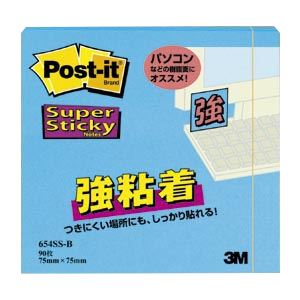 (まとめ) 住友スリーエム ポストイット(R) 強粘着シリーズ ノート単品 654SS-B エレクトリックブルー 1個入 【×10】 青 驚異の粘着力を持つポス...