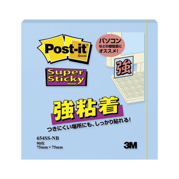 (まとめ) 住友スリーエム ポストイット(R) 強粘着シリーズ ノート単品 654SS-NB ネプチューンブルー 1個入 【×10】 青 スリーエム ポストイッ...