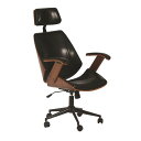 パーソナルチェア (イス 椅子) /オフィス 事務用 チェア 【ブラック】 幅61cm 昇降式 合成皮革/合皮 フェイクレザー キャスター 肘付き 木目調 ホー...