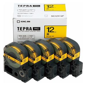キングジム PROテープエコパック 12mm 黄 5個入 SC12Y-5P エコな黄色テープが5個入った、プロ仕様のキングジム12mmテープ 使いやすさと経済性を兼ね備えた、環境にパッケージです SC12Y-5P キングジム PROテープエコパック 12mm 黄 5個入 SC12Y-5P エコな黄色テープが5個入った、プロ仕様のキングジム12mmテープ 使いやすさと経済性を兼ね備えた、環境にパッケージです SC12Y-5P