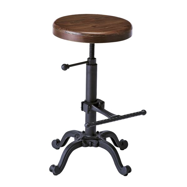 カウンターチェア (イス 椅子) 幅45cm 座面昇降式 木製 金属 スチール バーチェア インダストリアルシリーズ リビング ダイニング 重厚な工業製品の風合いを持つ45cm幅の座面昇降式木製スチールバーチェア リビングやダイニングでの使用に最適なハイチェア インダストリア