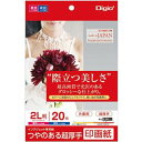(まとめ) Digio2 インクジェットプリンタ用紙 印画紙タイプ 2L/20枚 JPSK2-2L-20【×5セット】 輝く白さで思い出の写真を彩る、極上の厚み...
