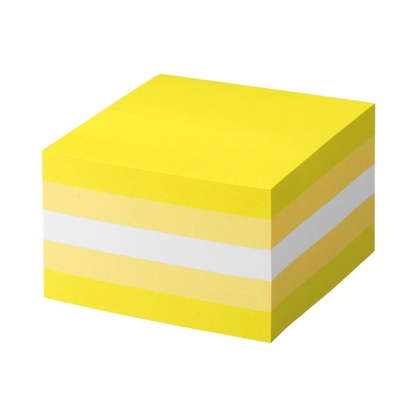 (まとめ) TANOSEE ふせん カラーブロック 75×75mm パステルイエロー 1冊 【×5セット】 黄 使いやすいサイズのカラーブロックふせん 普通粘着...