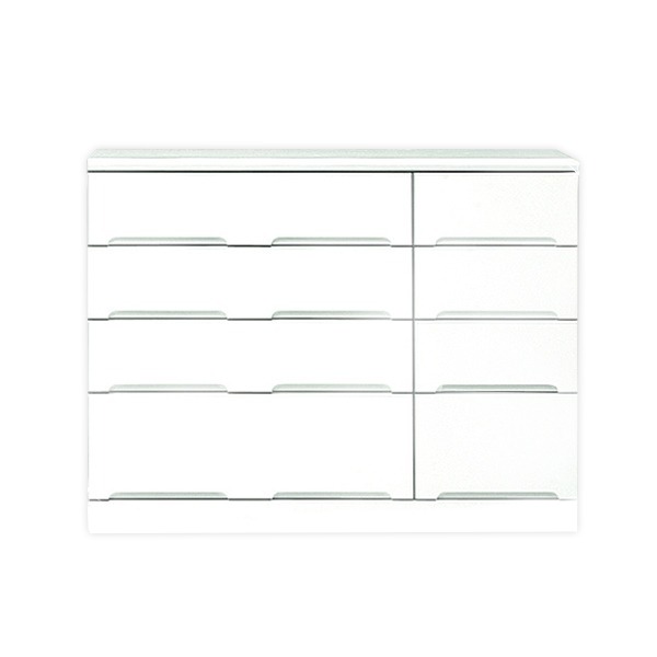 ローチェスト 衣類収納 4段 幅120cm 白 ホワイト スライドレール付き引き出し 日本製 国産 完成品 ベッ..