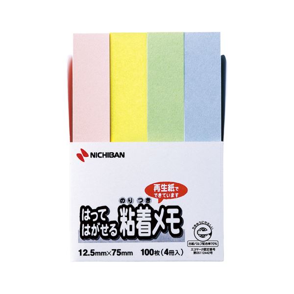 (まとめ) ニチバン ポイントメモ(R) はってはがせる粘着メモ F-3K 混色:黄 青 桃 緑 4個入 【×10セット】 はってはがせる粘着メモが生まれ変わり...