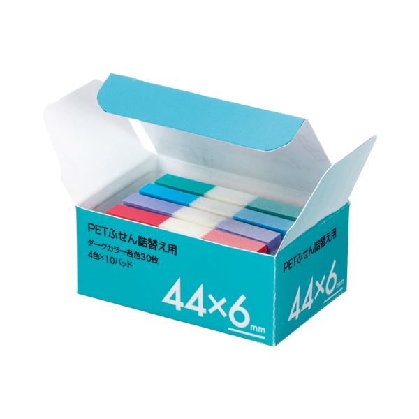 (まとめ) TANOSEE PETふせん 詰替用 44×6mm ダークカラー4色 1パック(10パッド) 【×5セット】 色彩溢れるペットフィルムふせんの詰替用...