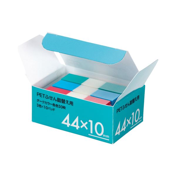 (まとめ) TANOSEE PETふせん 詰替用 44×10mm ダークカラー3色 1パック(10パッド) 【×5セット】 色彩豊かなフィルムタイプの詰替用ふせ...