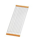 折りたたみ 水切りラック/キッチン 用品 【WIDE オレンジ】 約500〜900×185×11mm 日本製 国産 ステンレス製 〔台所〕 省スペースで便利な折...