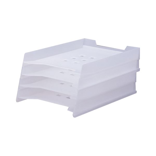 (まとめ) リヒトラブ マルチレタートレー A4タテ 乳白 A-7300-1 1個 【×4セット】 整理整頓の達人へ贈る、スタイリッシュなデスクアイテム A4サイズにぴったりの透明トレーで、お部屋を美しく彩ります 書類やノートを一括管理し、効率的な作業環境を実現 仕事もプライベー