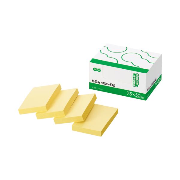 (まとめ) TANOSEE ふせん ノート長方形 75×50mm イエロー 1パック(10冊) 【×5セット】 黄 メモ・付箋・用紙 付箋 通常粘着(まとめ) ...