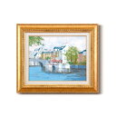 油絵額 フレームセット F6号 黒沢久 「運河の風景」 460×552×55mm 金フレーム 化粧箱入り 額縁 額 フレーム 美しい色彩で運河の流れをリアルに描...