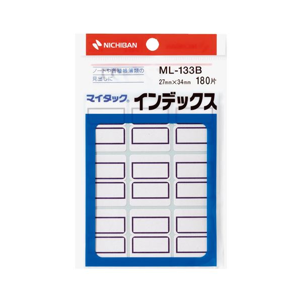 (まとめ) ニチバン マイタック インデックス 紙ラベル 大 27×34mm 青枠 ML-133B 1パック(180片:9片×20シート) 【×30セット】 オ...