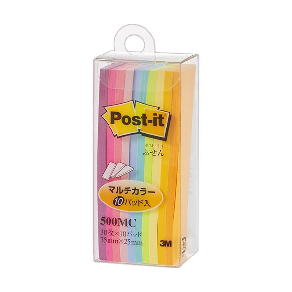 (まとめ) 3M ポストイット ふせん マルチカラー 75×25mm 10色 500MC 1パック(10冊) 【×30セット】 色とりどりのメモリーズ 便利な粘...