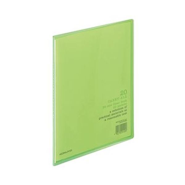 (まとめ)コクヨ クリヤーブック(キャリーオール)固定式 B5タテ 20ポケット 背幅11mm 黄緑 ラ-5LG 1セット(10冊)【×5セット】 スリムな固定...