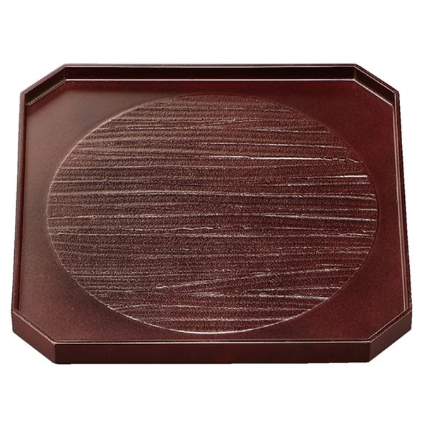 9寸 角隅切盆/トレー 【日の丸溜塗 木】 272mm×272mm×21mm 木製 日本製 国産 〔和食 レストラン 居酒屋 店舗 お店〕 和の風情漂う、天然木製の国産トレイ 割烹・料亭・食堂にもぴったり 日本製の高品質なおぼん、9寸の角隅切盆 木の温もりが心地よく、日の丸溜塗の美しい