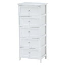桐材 ランドリーラック/洗濯用品 【5段 ホワイト】 幅41×奥行31×高さ93cm 木製 クリスタル調取っ手付き 〔脱衣所 洗面所〕 白 自然素材の引き出し付...