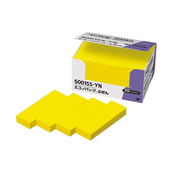 (まとめ) スリーエムジャパン Post-it 強粘着 75mm×25mm ビビットイエロー 5001SS-YN 【×2セット】 黄 強力な粘着力で、メモも貼り...
