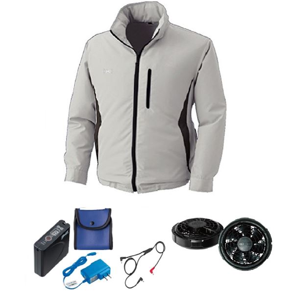 KU90520 空調服 R ポリエステル製フード付き FAN2300B・RD9261・LISUPER1セット シルバー 3L 快適な風を纏う、進化した空調服 フード付..