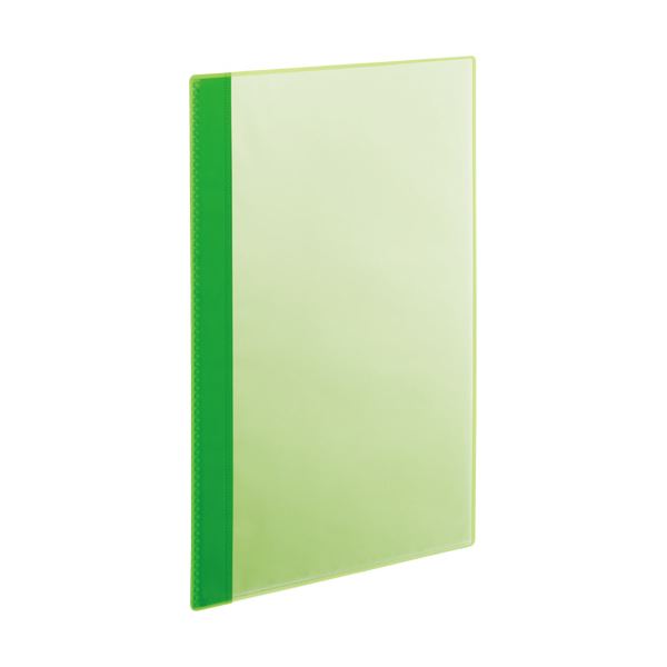 (まとめ) TANOSEE薄型クリアブック(角まる) A4タテ 10ポケット グリーン 1パック(5冊) 【×30セット】 緑 手に優しい角丸デザイン 薄型で背...