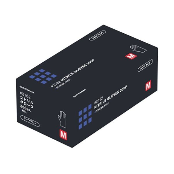 川西工業 ニトリル 使い切り手袋 粉なし ダークブルー M #2162 1セット (3000枚:300枚×10箱) 使い捨て手袋 使いきり手袋 青 食品衛生法適...