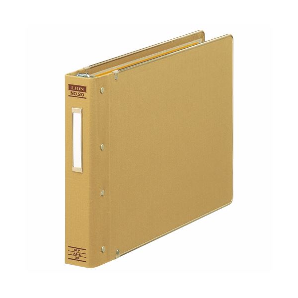 (まとめ) ライオン事務器 バインダー(MP式)A4ヨコ 20穴 200枚収容 総布貼り No.20 1冊 【×5セット】 大容量 大型 で便利な書類整理バイン...
