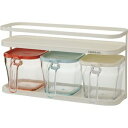 〔8個セット〕 調味料入れ 約幅35.3cm 720ml×3個 レッド&スカイブルー&ホワイト ラック付き リベラリスタ リス クックポット 白 赤 青 調味料...