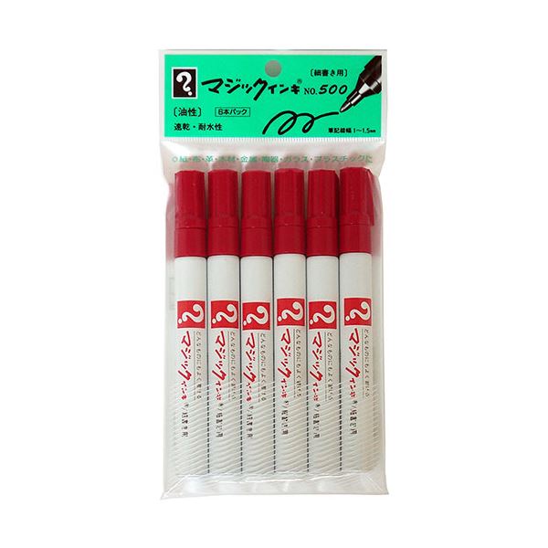 (まとめ) 寺西化学 油性マーカー マジックインキ No.500(細書き用) 赤 M500-T2-6P 1パック(6本) 【×10セット】 鮮やかな赤が魅力の油性マーカーNo.500は、まとめ買いでお得な6本セット 細書きに最適なペン先で、文字を美しく彩ります 仕事や学校での使い勝手も抜群 プロも