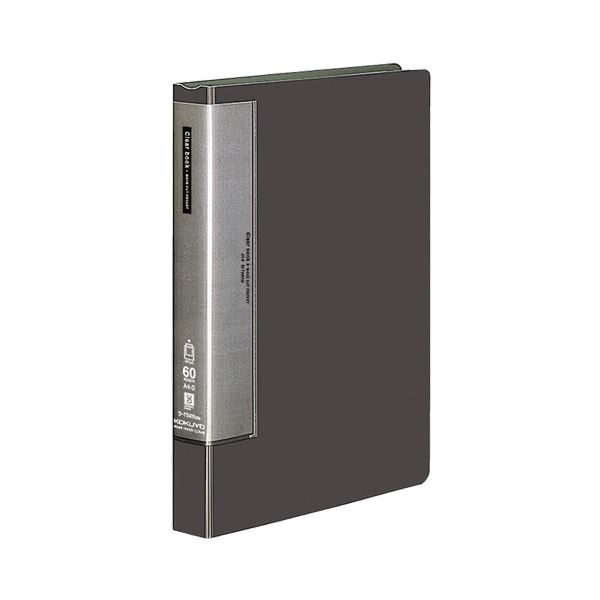 (まとめ) コクヨ クリヤーブック(クリアブック)(ウェーブカットポケット・固定式) A4タテ 60ポケット 背幅38mm ダークグレー ラ-T585DM 1冊...