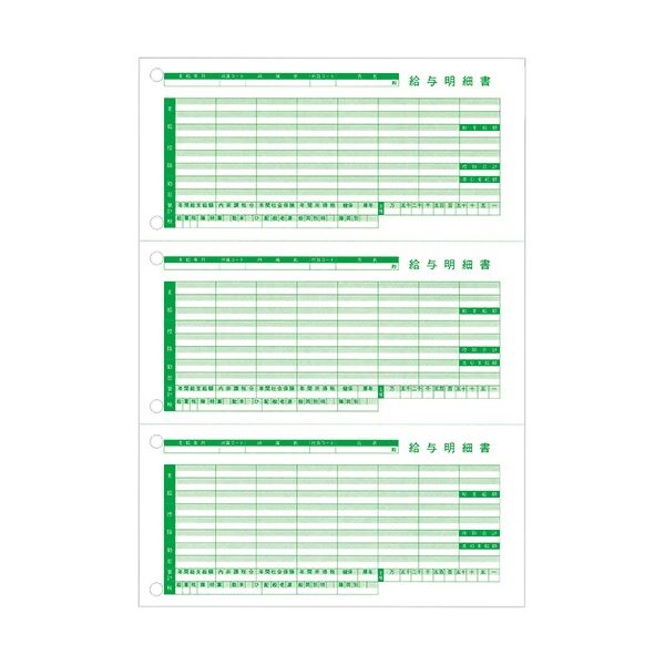(まとめ) 東京ビジネス 給与明細書III(ページプリンタ用・穴有・二千円札対応) A4タテ 三分割 TB-KUMH2-R03 1冊(100枚) 【×5セット】...