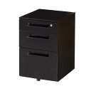 インワゴン/サイドチェスト 整理 タンス 収納 キャビネット 【3段 ブラック】 幅395×奥行550×高さ615mm 金属 スチール 仕切板 ペントレー付き ...