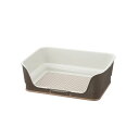 (まとめ)お掃除簡単ステップ壁付トイレ レギュラー ダークブラウン (ペット用品) (×2セット) 茶 おしっこの跳ね飛びを抑える壁面付きトイレ お掃除もラクラ...