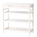 キッチン 台所 ワゴン Kitchen Wagon(Wide) ホワイト 【お客様組立品】 白 ホワイトカラーのキッチン 台所 ワゴン、広々としたスペースで便利...