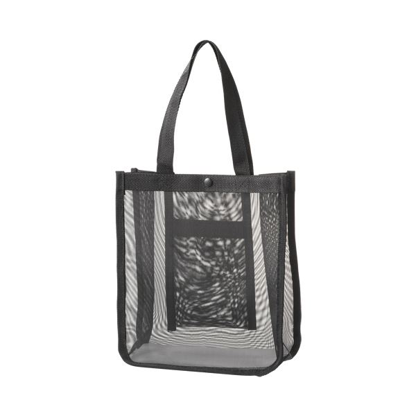 TANOSEE メッシュバッグB5ワイド 黒 1パック(10枚) 整理 収納 力抜群 B5ワイドサイズの黒いメッシュバッグ、内ポケット付き 10枚セットでお得