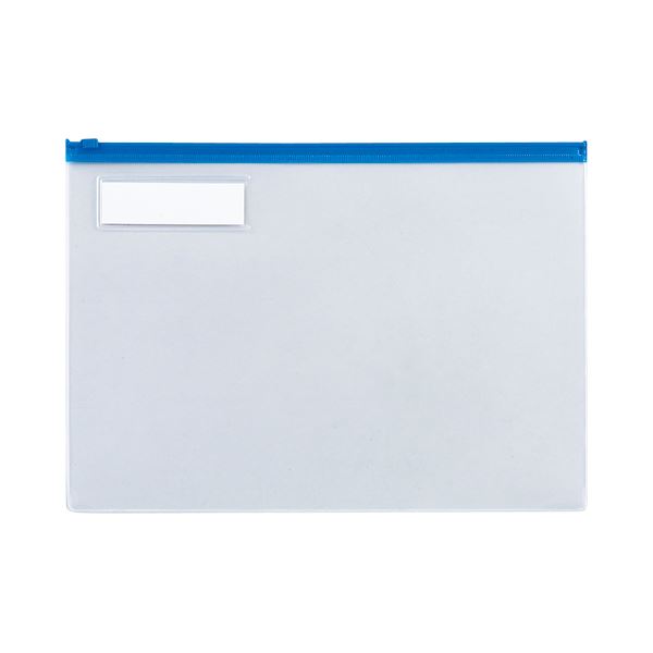 (まとめ) TANOSEE クリヤーケース マチありA4ヨコ 青 1セット(10枚) 【×10セット】 エコフレンドリーな素材で仕上げた透明なケース A4サイズ...