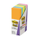 (まとめ) 3M ポストイット 強粘着ふせん 75×25mm ネオンカラー5色 500-5SSAN 1パック(5冊) 【×10セット】 超強力 メモ・付箋・紙製...