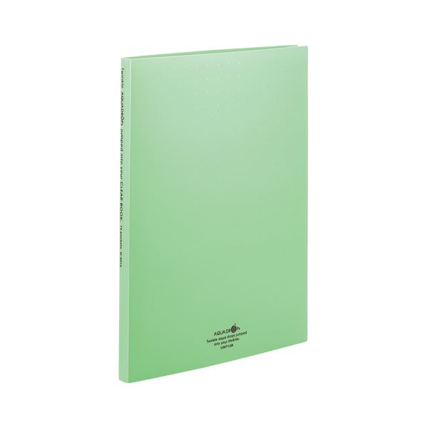 (まとめ) リヒトラブ AQUA DROPs クリヤーブック(クリアブック)(ポケット交換タイプ) A4タテ 30穴 15ポケット付属 背幅18mm 黄緑 N5...