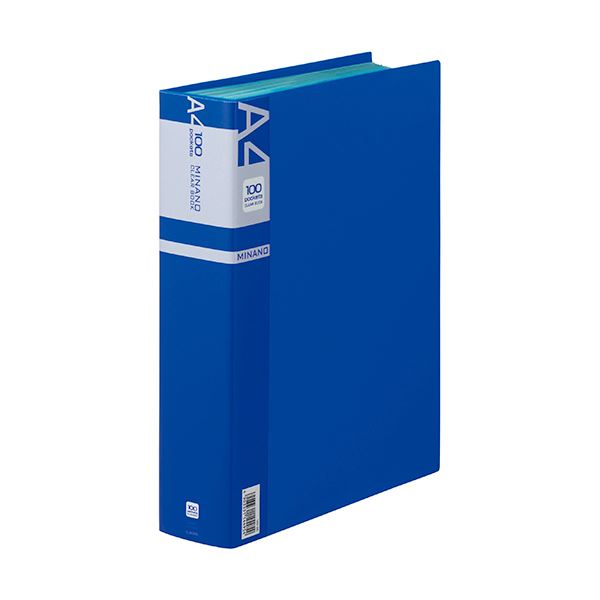 (まとめ) ライオン事務器 クリアーブックMINANO(ミナノ) A4タテ 100ポケット 背幅62mm ブルー CR-100M 1冊 【×10セット】 青 進...