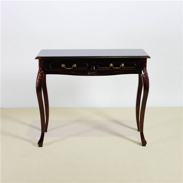 コンソールテーブル 机 コンソールデスク (テーブル 机) 約幅90×奥行40×高さ75cm ブラウン 木製 引出し リビング ダイニング 玄関 エントランス 茶 美しい真鍮の取っ手付きの上質なリビングテーブル インテリア家具や什器として幅広く活躍 ブラウンの木製で引出しも付い