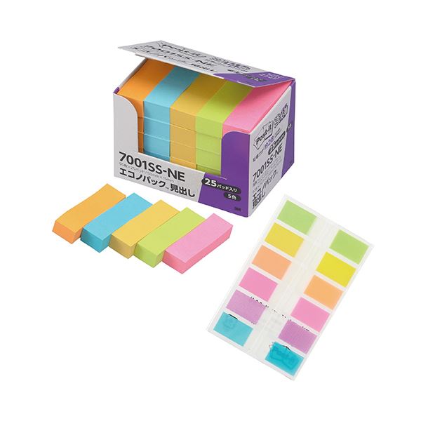 (まとめ) 3M ポスト・イット スペシャルパック強粘着見出し 50×15mm ネオンカラー5色 7001SS-NE-OSP 1パック 【×10セット】 超強力...
