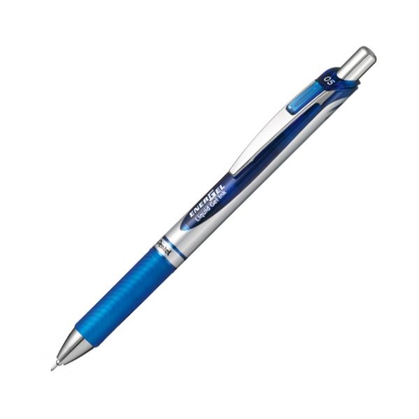 (まとめ) ぺんてる ゲルインクボールペン ノック式エナージェル 0.5mm 青 (軸色 シルバー) BLN75Z-C 1本 【×50セット】 進化した書き心地 0.5mmの青いゲルインクボールペン、ノック式エナージェルが50セットでお得に手に入る シルバーの軸色がスタイリッシュな印象を与え